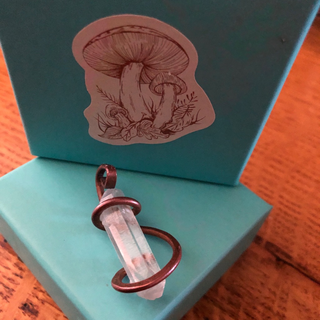 Crystal Pendant With Copper Accents/Chain Included